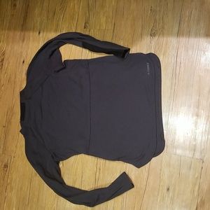 Adidas long sleeve top w/zipper pocket for keys etc EUC sz L grey & black